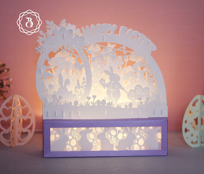 Easter Bunny Is Carrying A Cart Full Of Eggs Light Box Digital Files