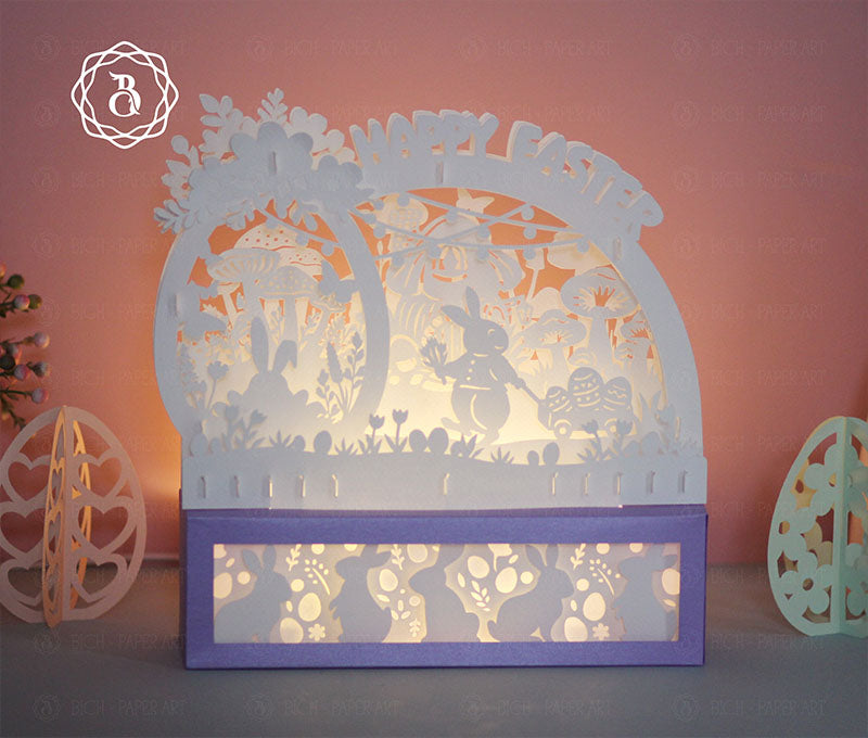 Easter Bunny Is Carrying A Cart Full Of Eggs Light Box Digital Files