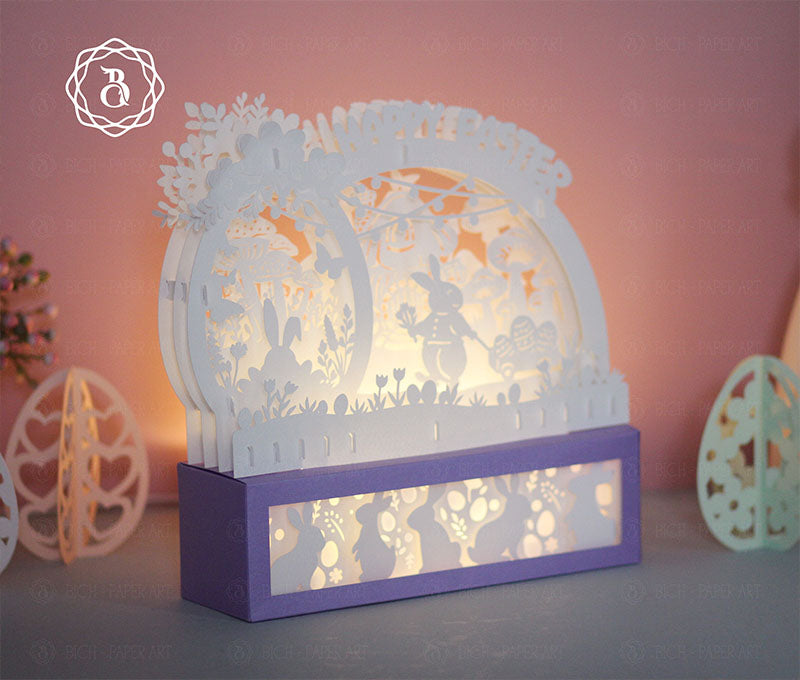 Easter Bunny Is Carrying A Cart Full Of Eggs Light Box Digital Files