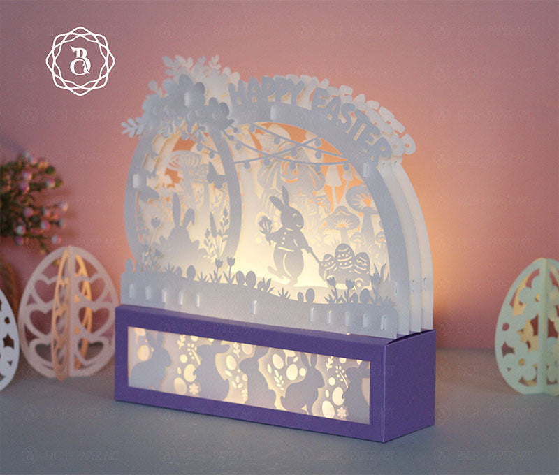 Easter Bunny Is Carrying A Cart Full Of Eggs Light Box Digital Files