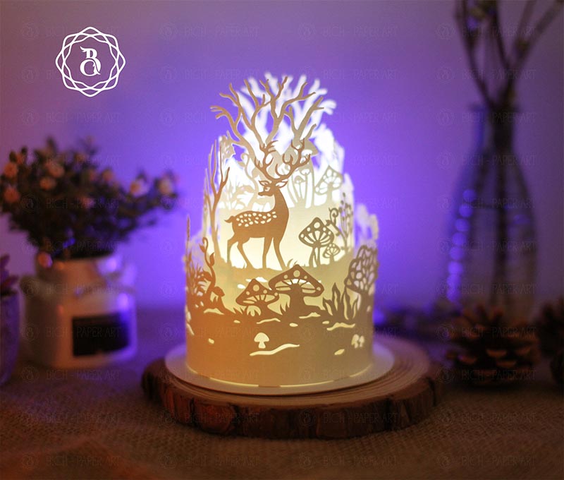 Deer With Mushroom Paper Lantern Digital Files