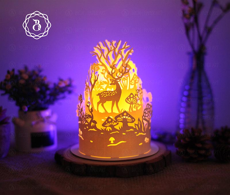 Deer With Mushroom Paper Lantern Digital Files