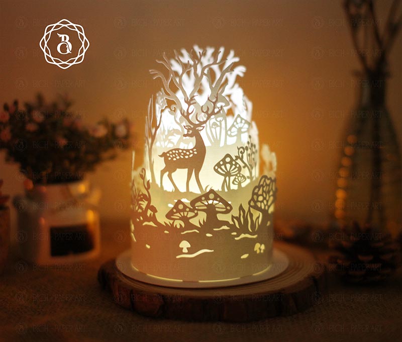 Deer With Mushroom Paper Lantern Digital Files