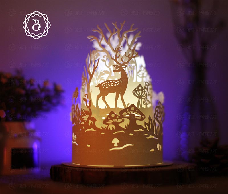 Deer With Mushroom Paper Lantern Digital Files