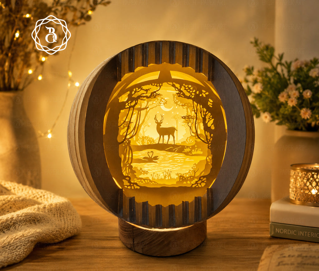 Deer In The Forest Sphere Pop Up 3D SVG (Digital Download)