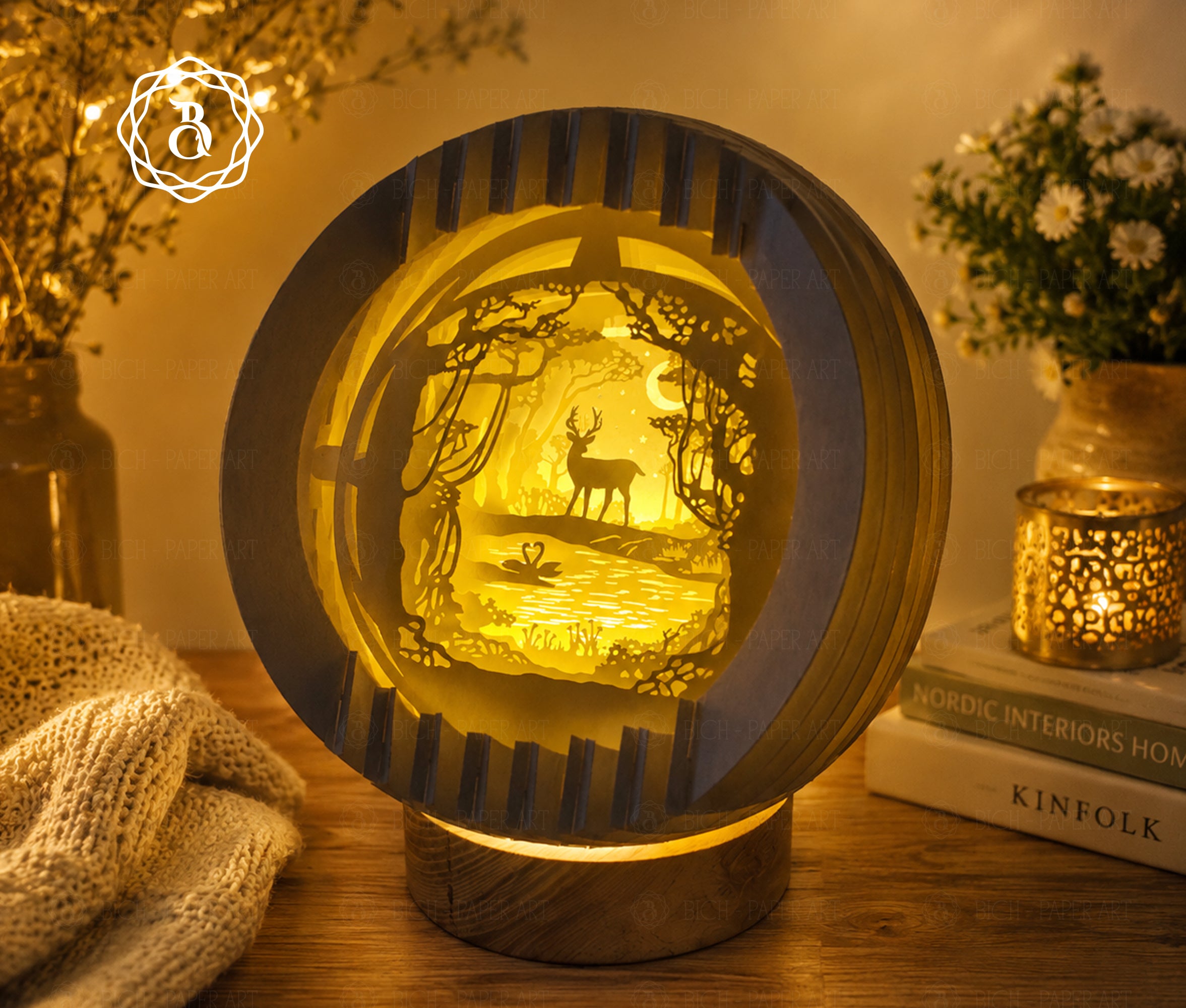 Deer In The Forest Sphere Pop Up 3D SVG (Digital Download)