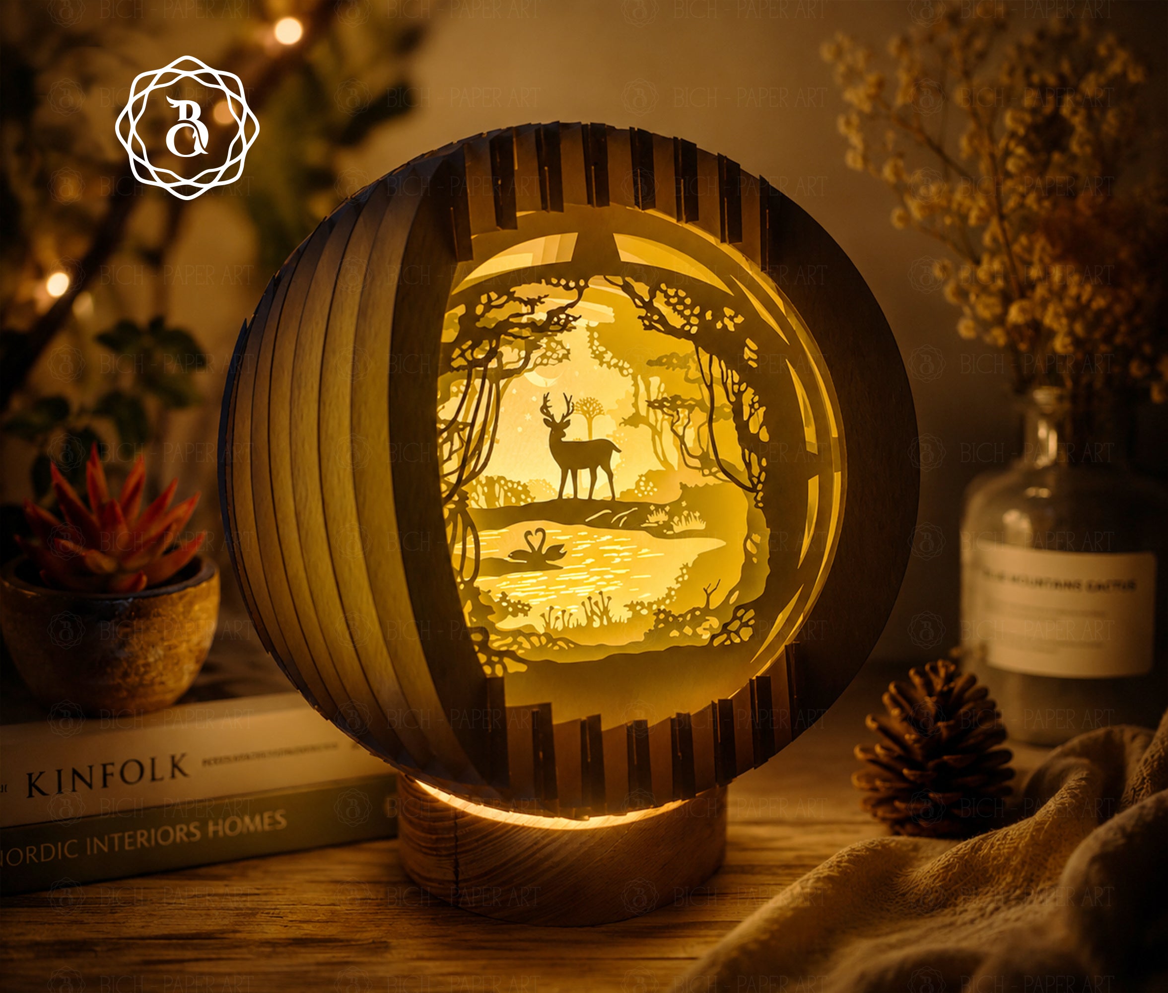 Deer In The Forest Sphere Pop Up 3D SVG (Digital Download)