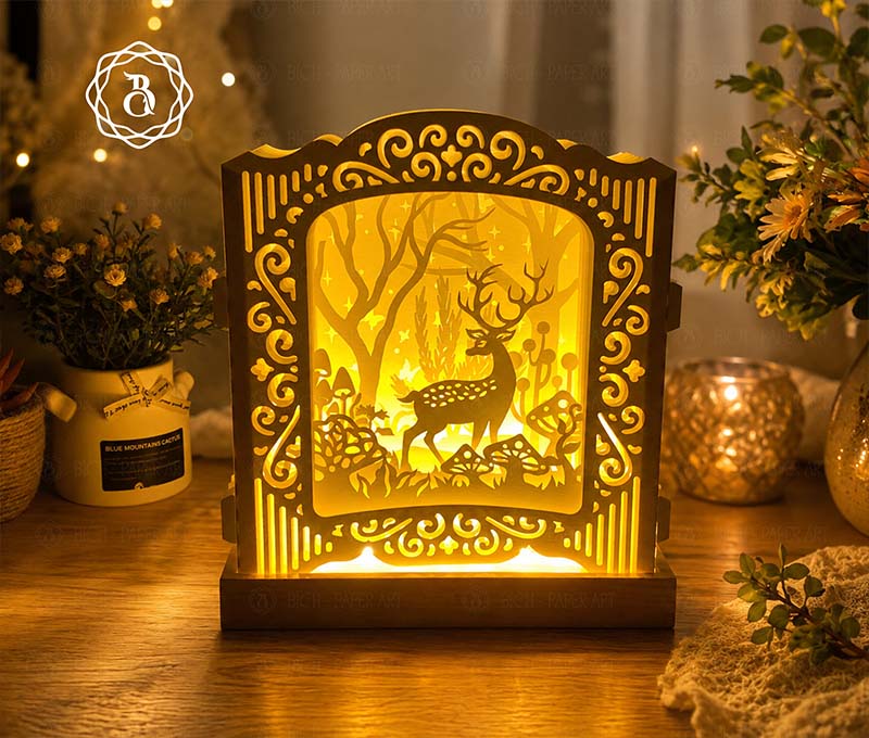 Deer With Mushroom Pop-up 3D Card Digital File