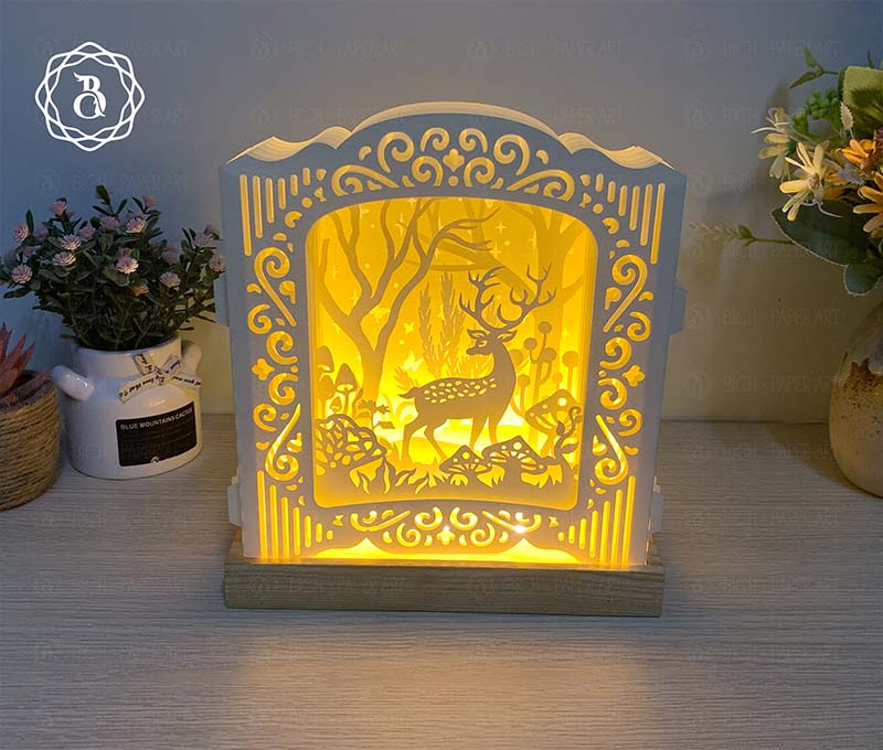 Deer With Mushroom Pop-up 3D Card Digital File