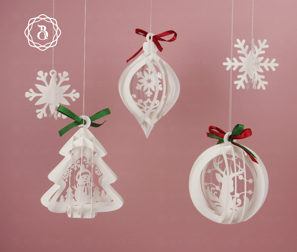 Pack 6 Christmas Pop-up 3D Ornaments SVG (Digital files)