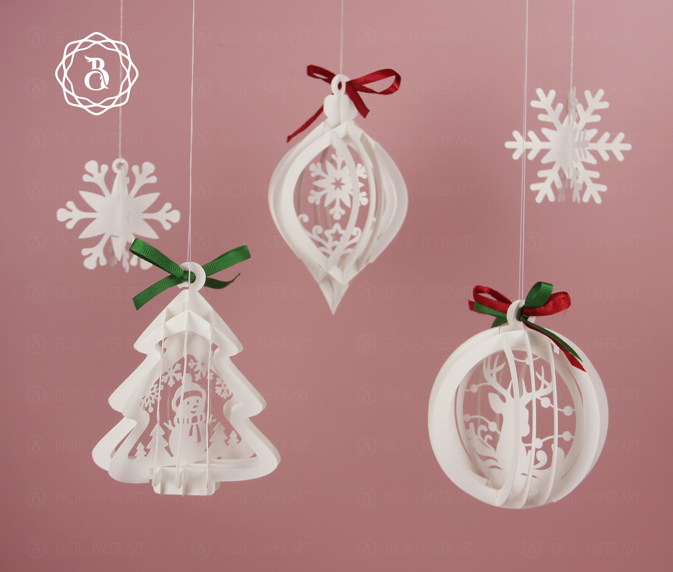 Pack 6 Christmas Pop-up 3D Ornaments SVG (Digital files)