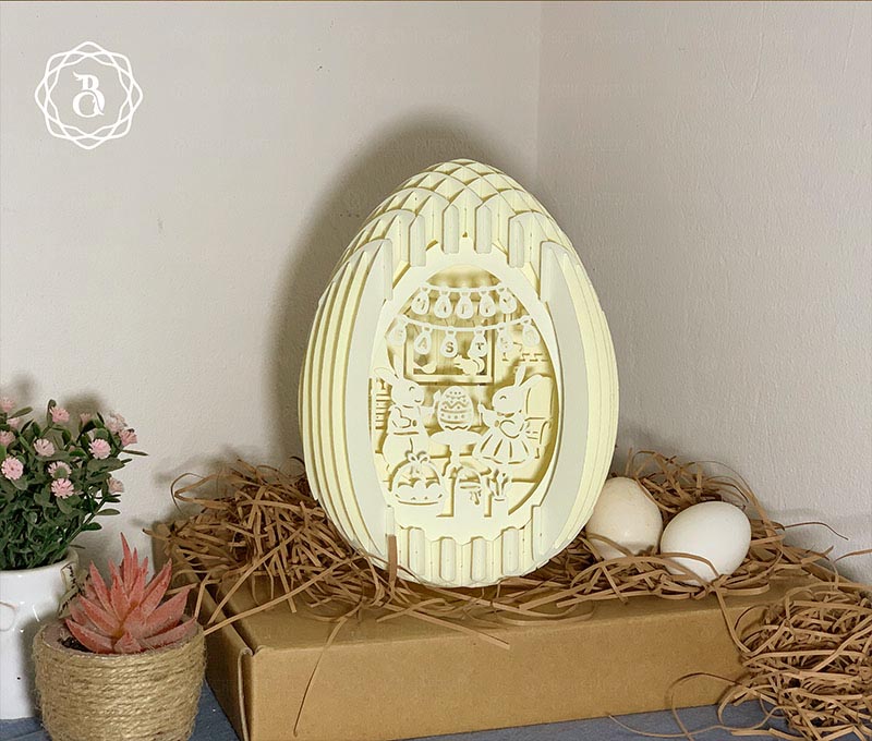 Pack 3 Easter Eggs Pop-up 3D Couple Bunny Paper Cut Digital Files
