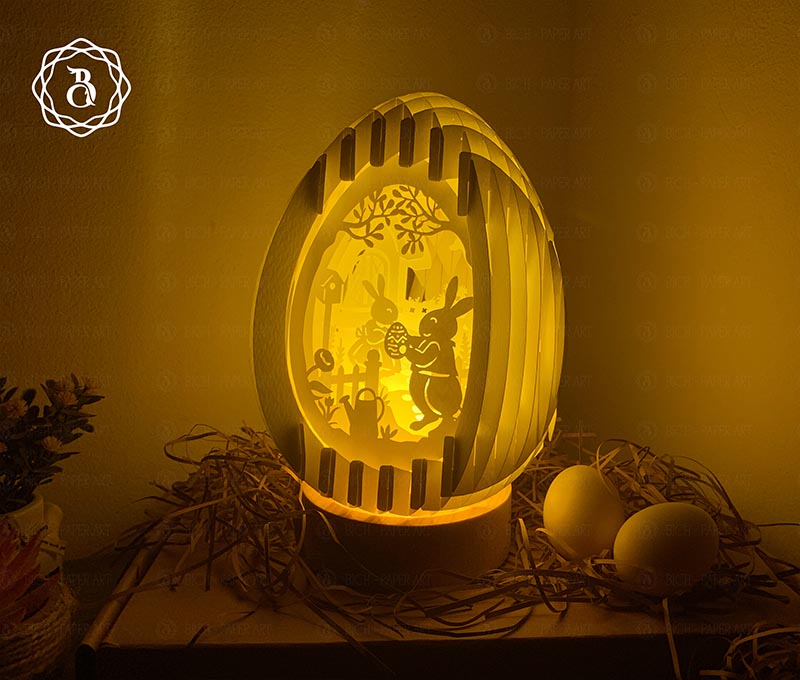 Pack 3 Easter Eggs Pop-up 3D Couple Bunny Paper Cut Digital Files