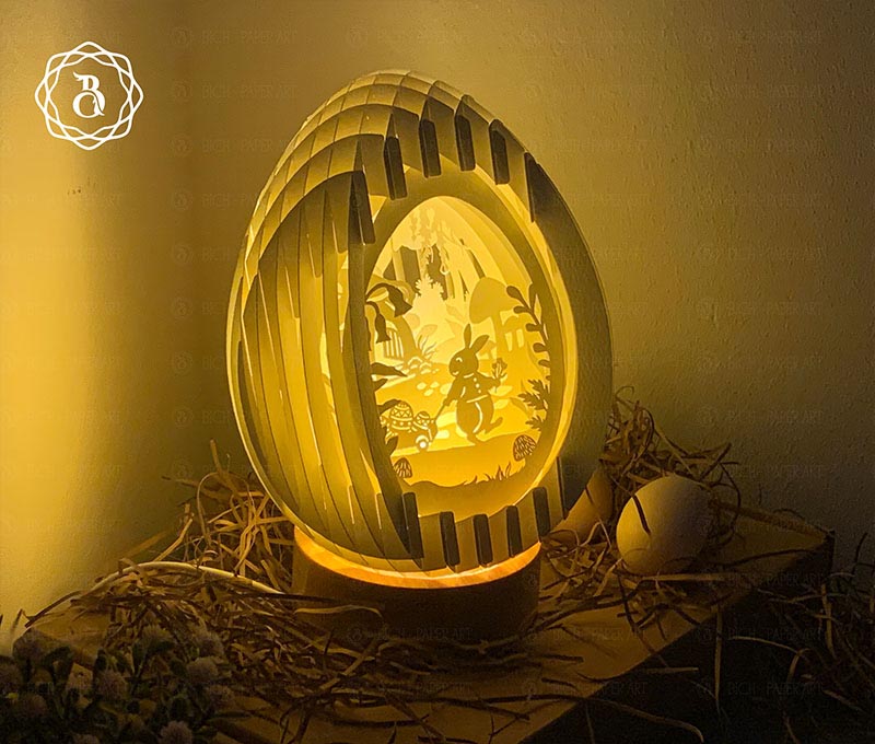 Pack 3 Easter Eggs Pop-up 3D Couple Bunny Paper Cut Digital Files