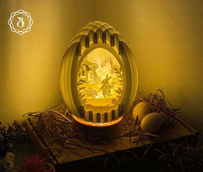 Pack 3 Easter Eggs Pop-up 3D Couple Bunny Paper Cut Digital Files