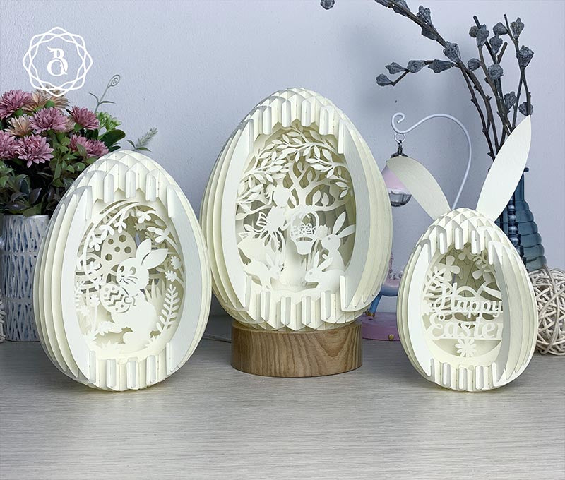 Pack 3 Easter Eggs Pop-up 3D Paper Cut Digital Files