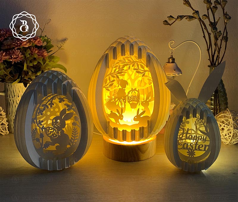Pack 3 Easter Eggs Pop-up 3D Paper Cut Digital Files