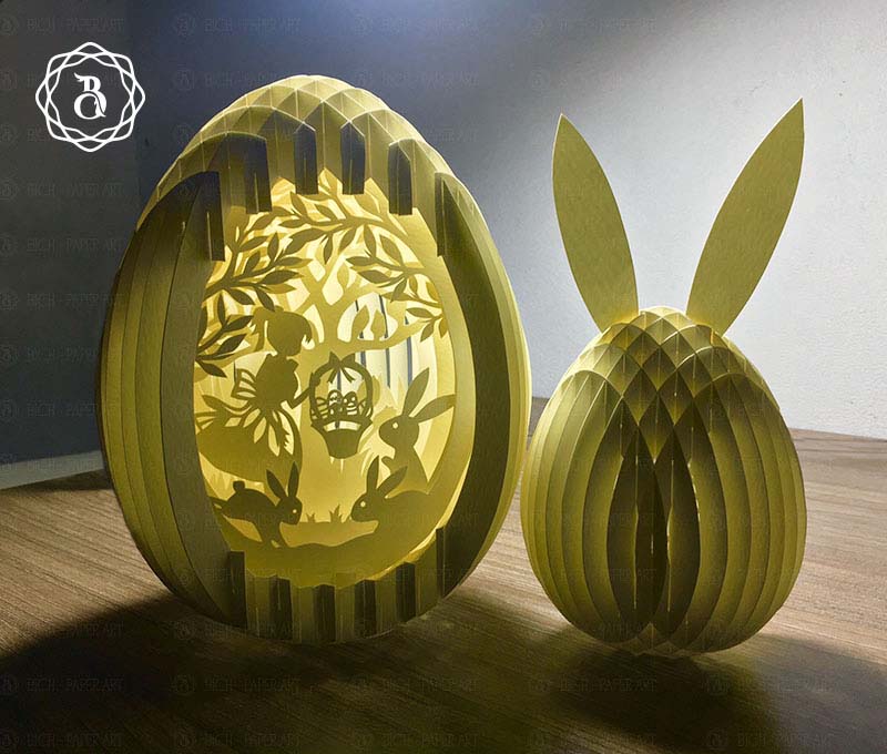 Pack 3 Easter Eggs Pop-up 3D Paper Cut Digital Files