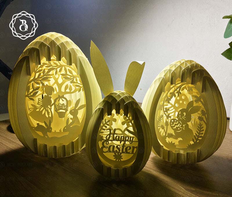 Pack 3 Easter Eggs Pop-up 3D Paper Cut Digital Files