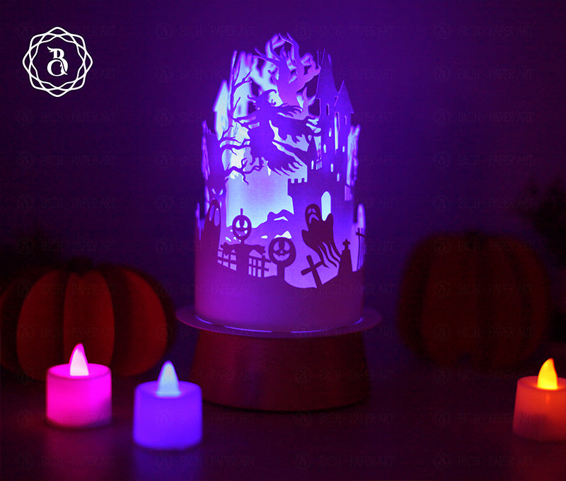 Pack 4 Halloween Paper Lanterns, DIY Halloween Decor Digital Files