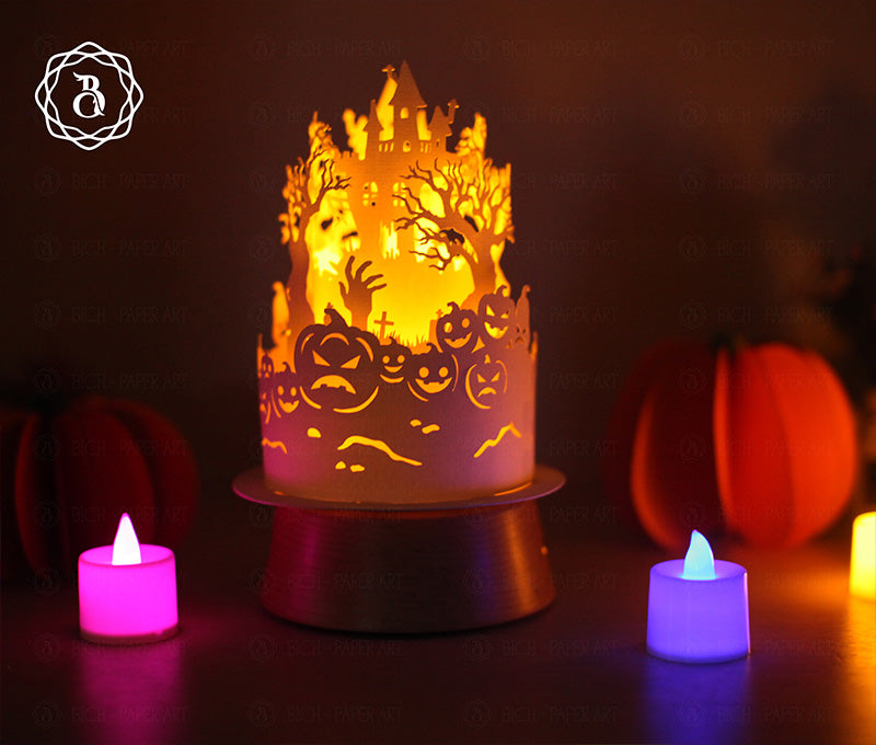 Pack 4 Halloween Paper Lanterns, DIY Halloween Decor Digital Files