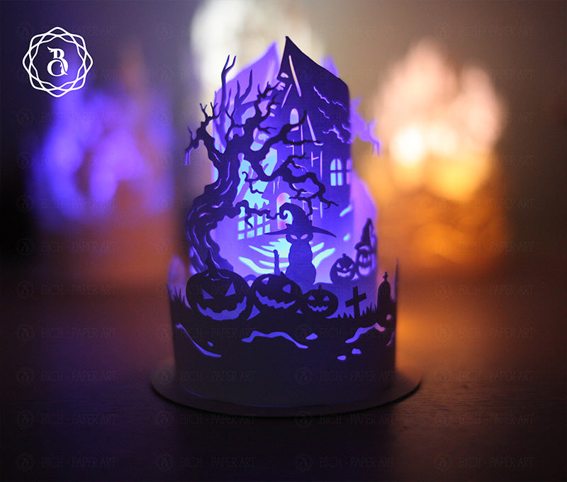 Pack 4 Halloween Paper Lanterns, DIY Halloween Decor Digital Files