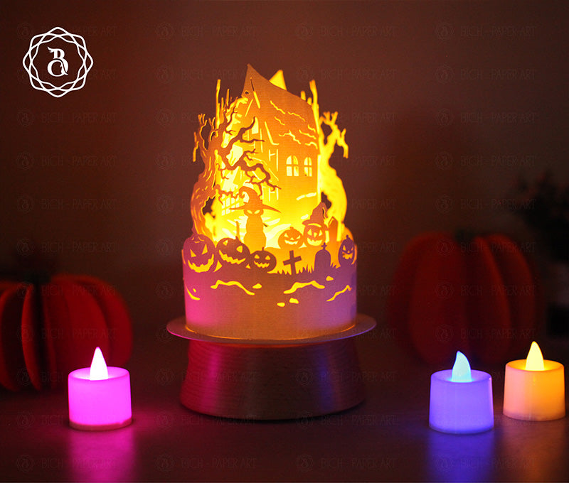 Pack 4 Halloween Paper Lanterns, DIY Halloween Decor Digital Files