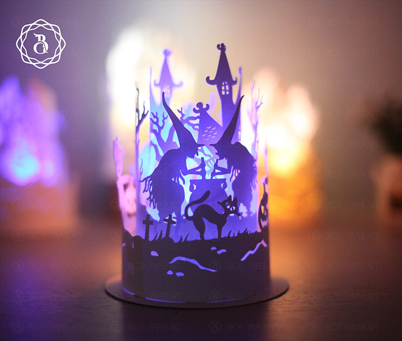 Pack 4 Halloween Paper Lanterns, DIY Halloween Decor Digital Files