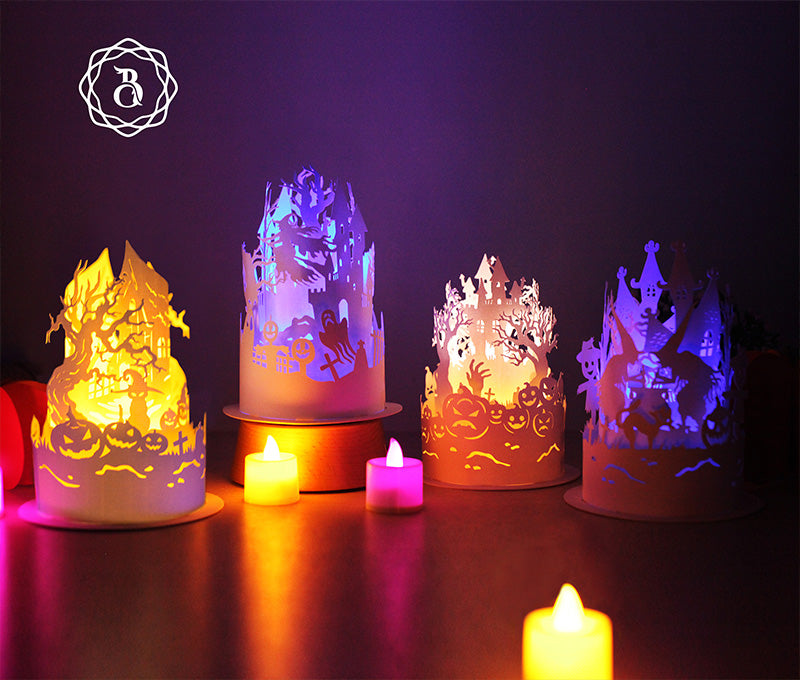 Pack 4 Halloween Paper Lanterns, DIY Halloween Decor Digital Files