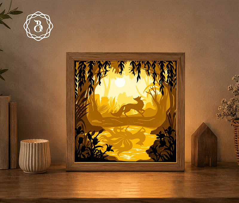 Nine-Tailed Fox Paper Cut Lightbox Digital Files