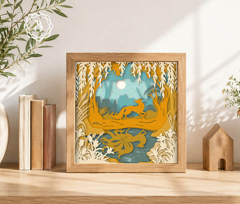 Nine-Tailed Fox Paper Cut Lightbox Digital Files