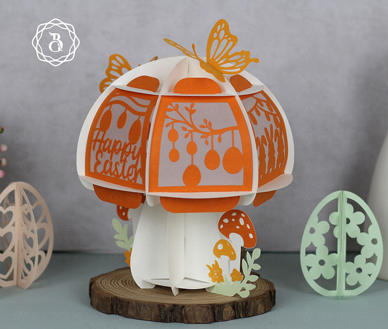 Orange Mushroom Easter Lanterns Paper Cut Digital Files