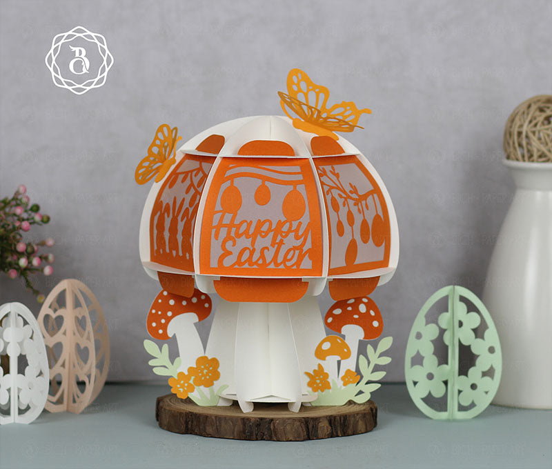 Orange Mushroom Easter Lanterns Paper Cut Digital Files