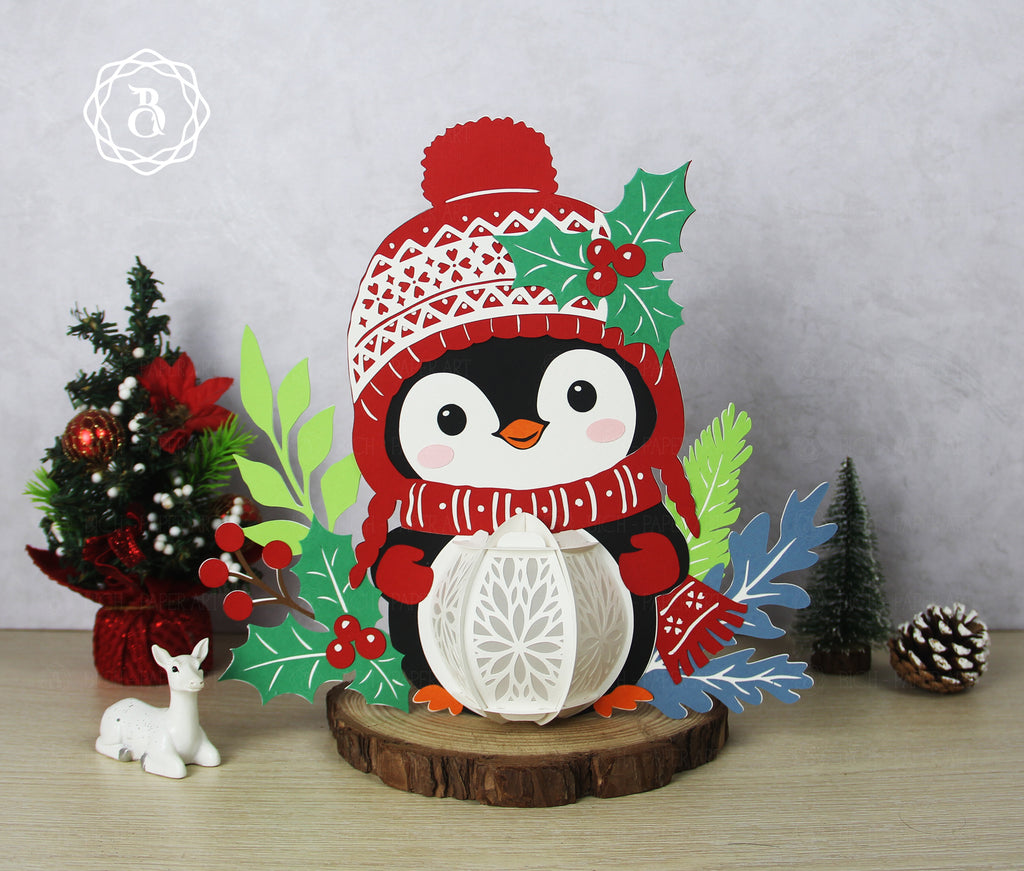 Pack of 3 Animal Christmas Paper Lantern SVG Template Digital Files