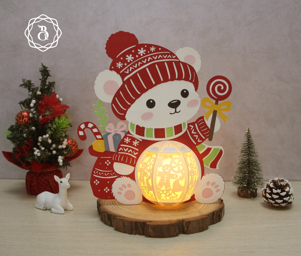 Pack of 3 Animal Christmas Paper Lantern SVG Template Digital Files