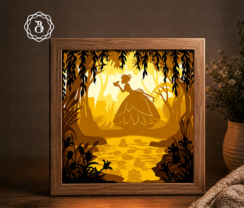 Princess And The Little Frog Shadow Box SVG Digital Files