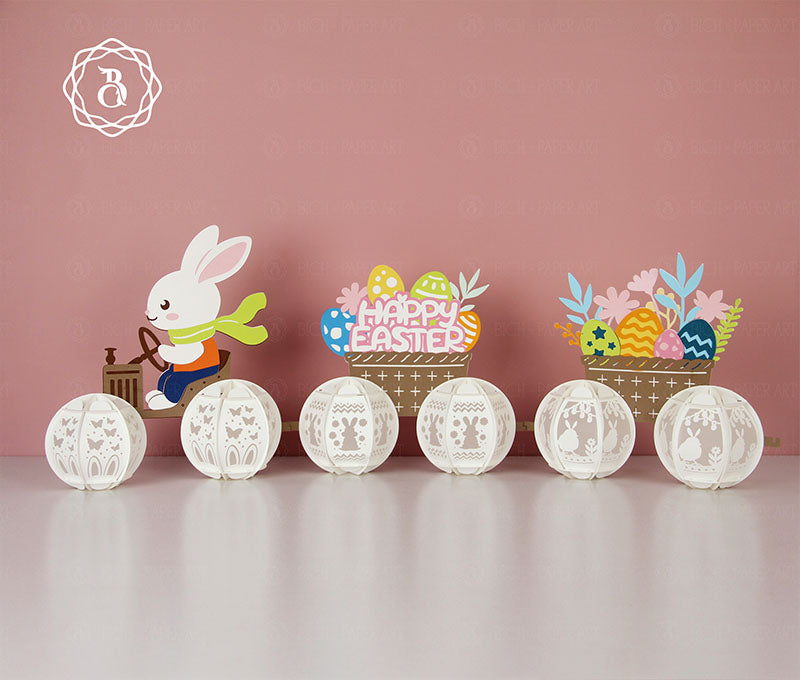 Easter Bunny Driving A Tractor Paper Lantern Digital Files