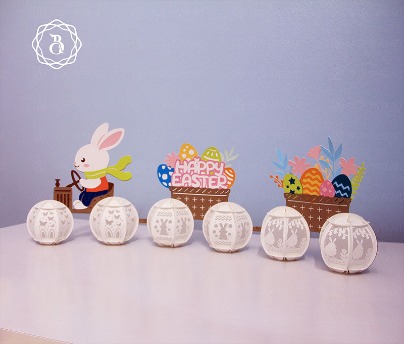 Easter Bunny Driving A Tractor Paper Lantern Digital Files