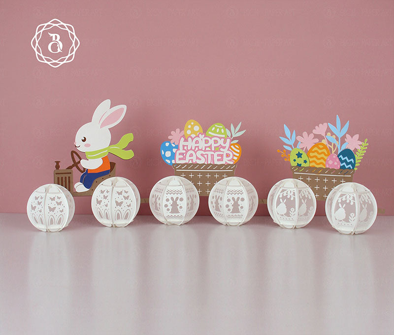 Easter Bunny Driving A Tractor Paper Lantern Digital Files