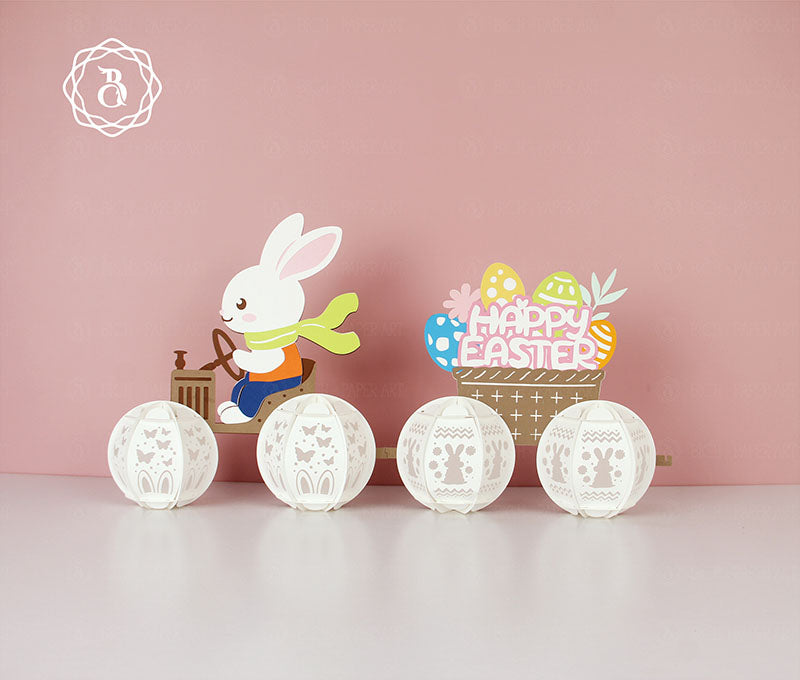 Easter Bunny Driving A Tractor Paper Lantern Digital Files