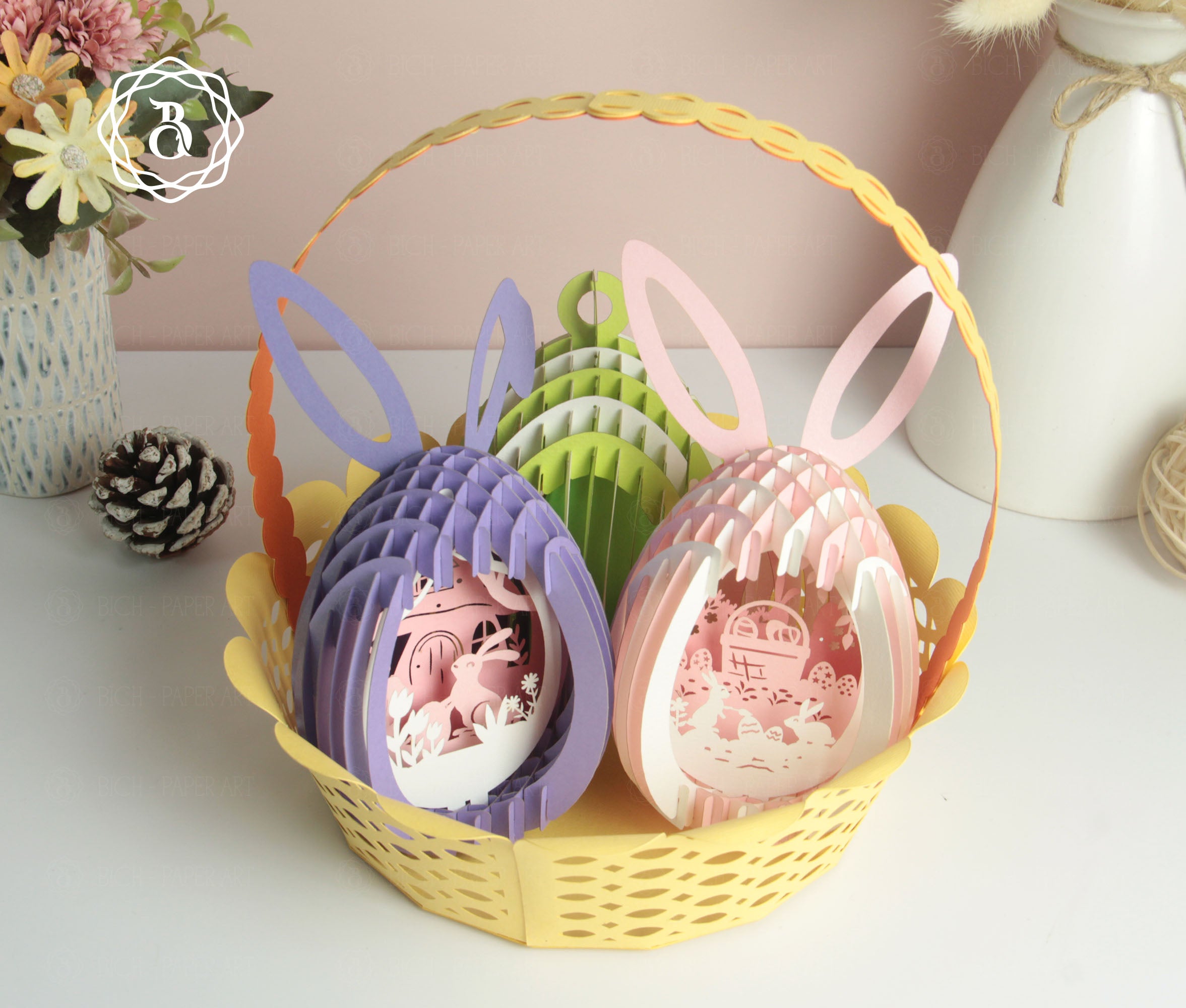 Pack 5 Cute Easter Eggs Pop-up 3D Hanger Digital Files