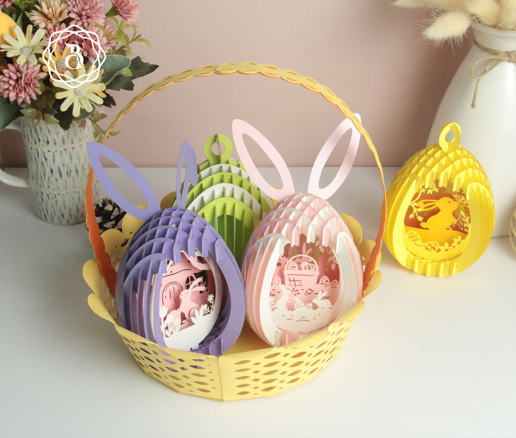 Pack 5 Cute Easter Eggs Pop-up 3D Hanger Digital Files