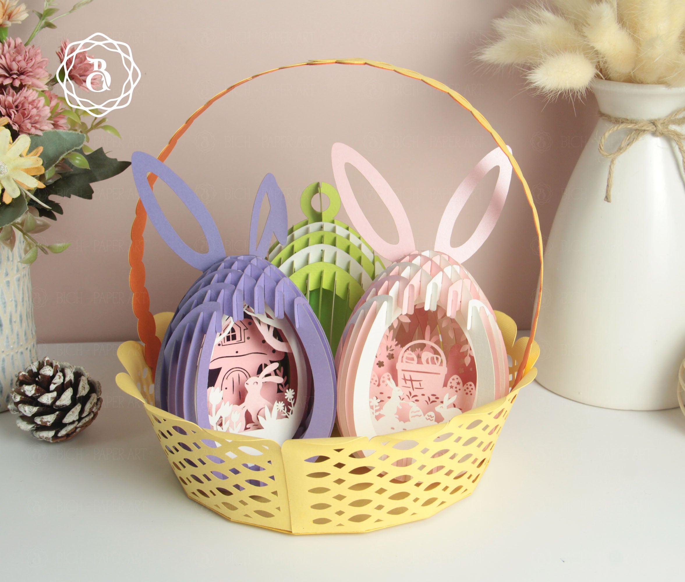 Pack 5 Cute Easter Eggs Pop-up 3D Hanger Digital Files