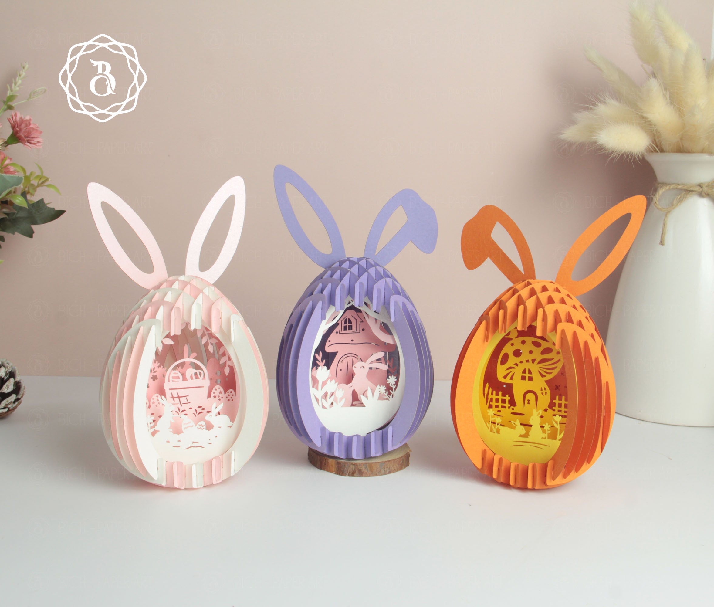 Pack 5 Cute Easter Eggs Pop-up 3D Hanger Digital Files