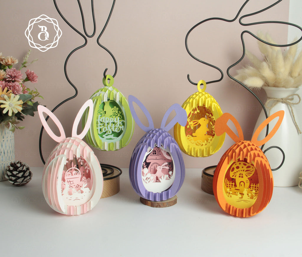 Pack 5 Cute Easter Eggs Pop-up 3D Hanger Digital Files