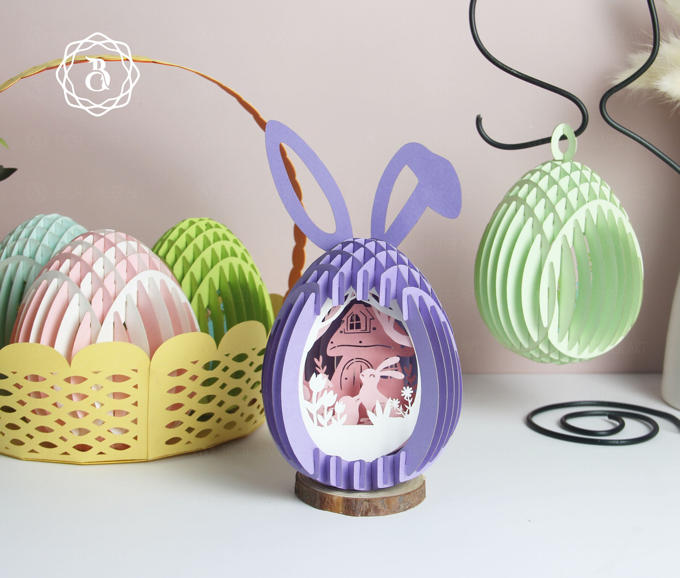 Pack 5 Cute Easter Eggs Pop-up 3D Hanger Digital Files